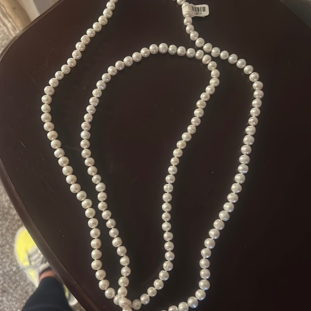 8 mm 50 inch white freshwater pearl necklace